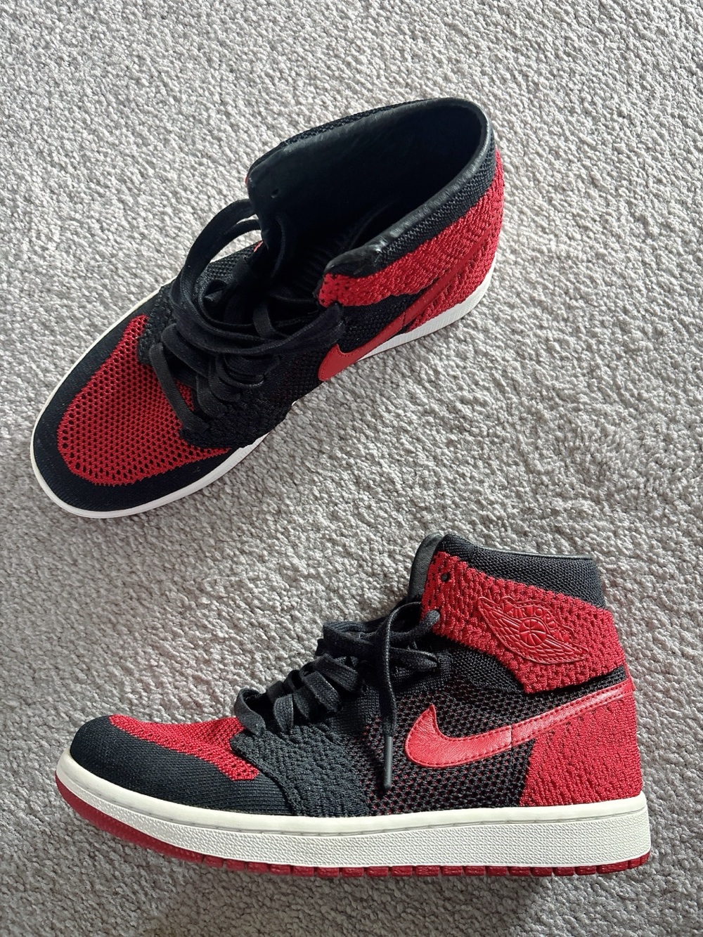 NEW!Nike men's Air Jordan 1 High Flyknit - Red/Black